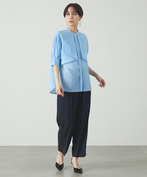 CAST:(キャストコロン)の「【オンでもオフでも活躍】レイヤードショートスリーブブラウス(シャツ/ブラウス・レディース・ホワイト/ネイビー/ブルー系その他2・S/M)」の5枚目の写真