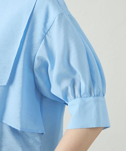 CAST:(キャストコロン)の「【オンでもオフでも活躍】レイヤードショートスリーブブラウス(シャツ/ブラウス・レディース・ホワイト/ネイビー/ブルー系その他2・S/M)」の10枚目の写真