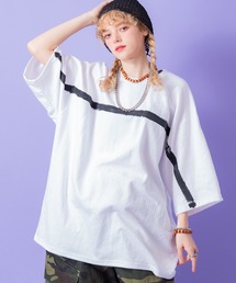 a.p.o.v. ハンドペイントテイストラインスーパーオーバーサイズTシャツ