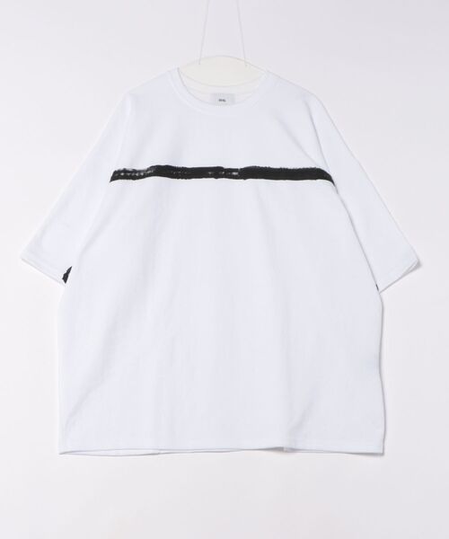 a.p.o.v.(エーピーオービー)の「a.p.o.v. ハンドペイントテイストラインスーパーオーバーサイズTシャツ(Tシャツ/カットソー・メンズ・ホワイト/ブラック・ONESIZE)」の7枚目の写真