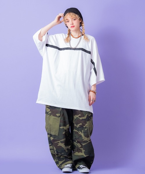 a.p.o.v.(エーピーオービー)の「a.p.o.v. ハンドペイントテイストラインスーパーオーバーサイズTシャツ(Tシャツ/カットソー・メンズ・ホワイト/ブラック・ONESIZE)」の6枚目の写真