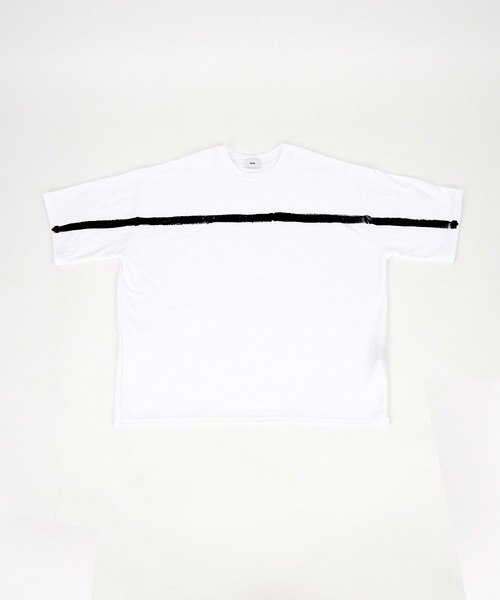 a.p.o.v.(エーピーオービー)の「a.p.o.v. ハンドペイントテイストラインスーパーオーバーサイズTシャツ(Tシャツ/カットソー・メンズ・ホワイト/ブラック・ONESIZE)」の14枚目の写真