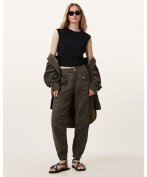 ALLSAINTS | VAL HIGH-RISE CARGO LINEN BLEND TROUSERS | VAL ハイライズ カーゴ リネン ブレンド トラウザー(カーゴパンツ)