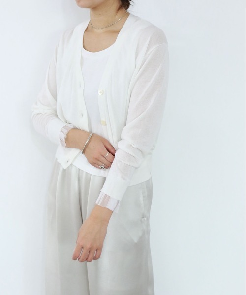 Marilyn Moon（マリリンムーン）の「ハイツイストコットンシアーチュールドカーディガン（カーディガン/ボレロ・レディース・オフホワイト/ブルー/ブラック/アイボリー・FREE）」の5枚目の写真