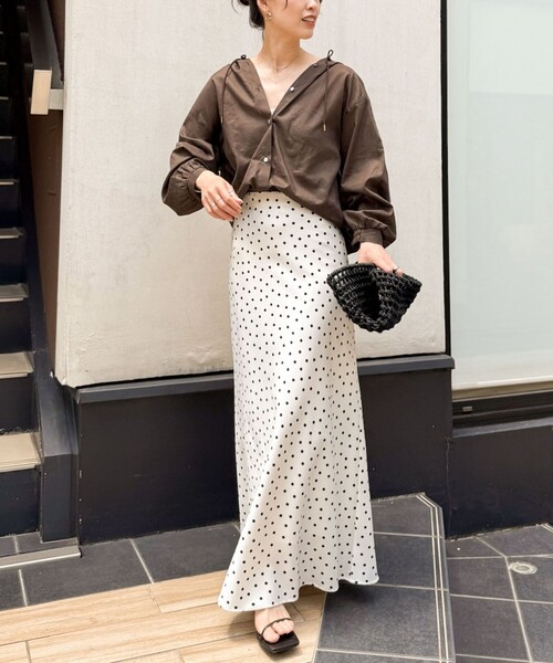 【NOLLEY'S sophi】ウォッシャブルドットサテンナロースカート NOLLEY'S Sophi（ノーリーズソフィ）の「ウォッシャブルドット