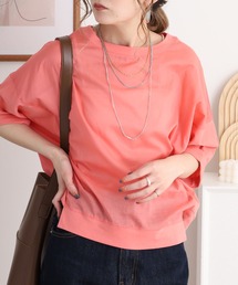 Anna Nicola（アンナニコラ）の「Anna Nicola 異素材切替ドルマンスリーブシアーカットソー 日本製（Tシャツ/カットソー）」