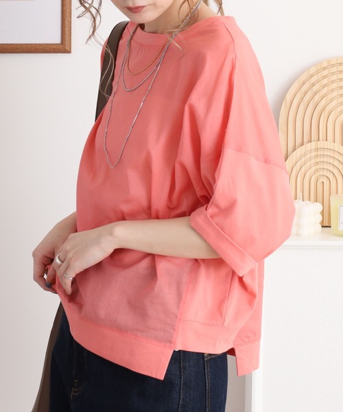 Anna Nicola(アンナニコラ)の「Anna Nicola 異素材切替ドルマンスリーブシアーカットソー 日本製(Tシャツ/カットソー・レディース・オフホワイト/ピンク/ブラック・38)」の19枚目の写真