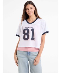 GUESS JEANS | GUESS JEANS Ss V Neck 81 Boxy Tee 半袖 Tシャツ レディース(Tシャツ/カットソー)