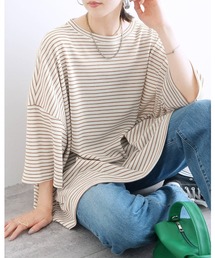 reca | 無地/ボーダー柄 ワッフルボックスワイドTシャツ(Tシャツ/カットソー)