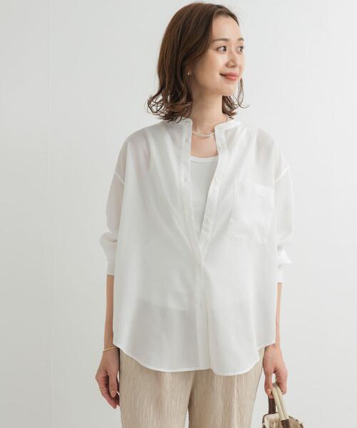 URBAN RESEARCH DOORS(アーバンリサーチドアーズ)の「『再入荷』『UR TECH』バンドカラーシャツ(シャツ/ブラウス・レディース・ベージュ/ネイビー/オフホワイト・MEDIUM)」の6枚目の写真