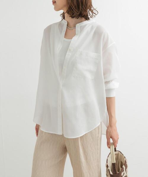 URBAN RESEARCH DOORS(アーバンリサーチドアーズ)の「『再入荷』『UR TECH』バンドカラーシャツ(シャツ/ブラウス・レディース・ベージュ/ネイビー/オフホワイト・MEDIUM)」の8枚目の写真