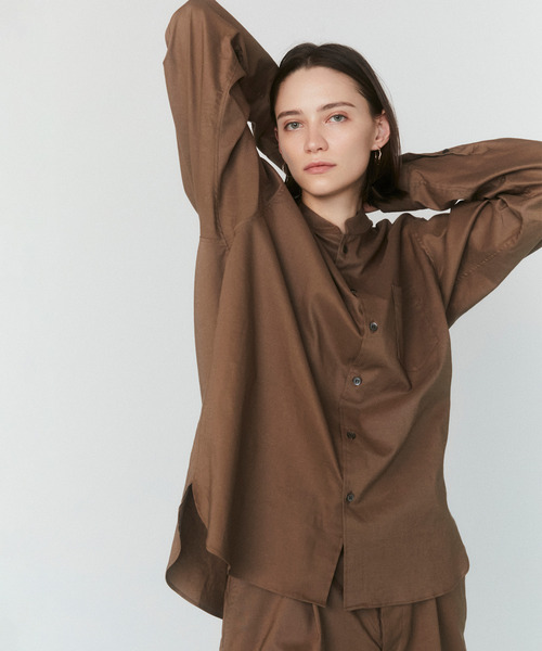 VICTIM（ヴィクティム）の「VICTIM ヴィクティム / LINEN BIG SHIRT セットアップリネンビッグシルエットノーカラーシャツ / VTM-25-S-004（シャツ/ブラウス・メンズ・グレー/ブラック/ブラウン・1/2）」の3枚目の写真