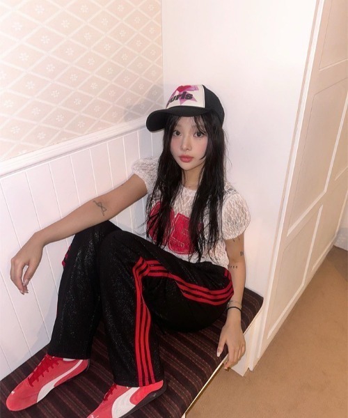 UP START(アップスタート)の「【LAMPOON】レースナンバリングTシャツ(Tシャツ/カットソー・レディース・ホワイト/ピンク/グレー/ブラック・FREE)」の14枚目の写真