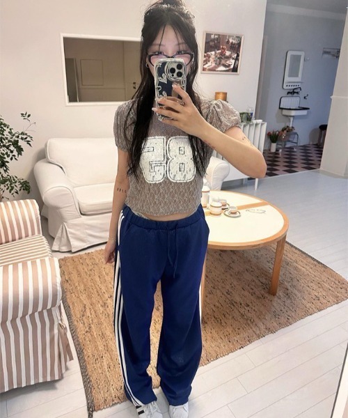 UP START(アップスタート)の「【LAMPOON】レースナンバリングTシャツ(Tシャツ/カットソー・レディース・ホワイト/ピンク/グレー/ブラック・FREE)」の13枚目の写真