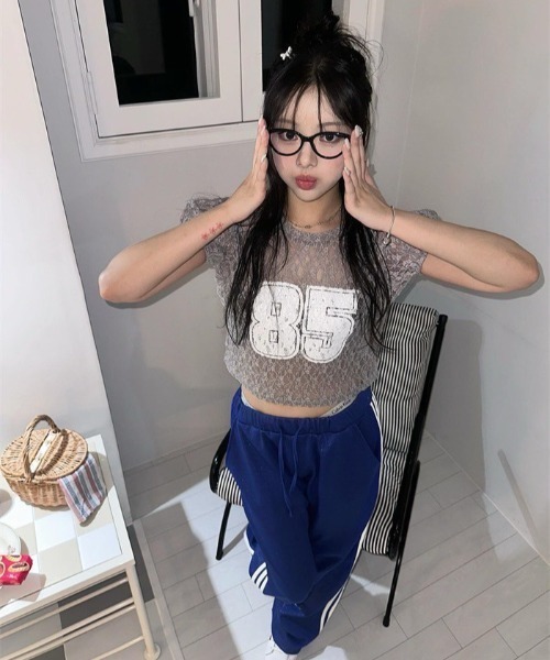 UP START(アップスタート)の「【LAMPOON】レースナンバリングTシャツ(Tシャツ/カットソー・レディース・ホワイト/ピンク/グレー/ブラック・FREE)」の10枚目の写真