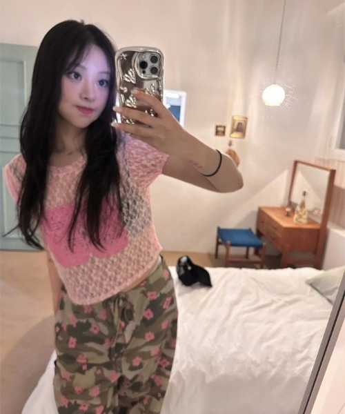 UP START(アップスタート)の「【LAMPOON】レースナンバリングTシャツ(Tシャツ/カットソー・レディース・ホワイト/ピンク/グレー/ブラック・FREE)」の6枚目の写真