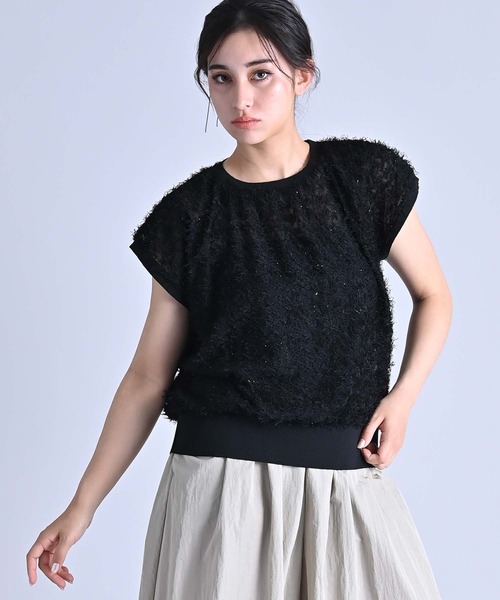 RAW FUDGE（ローファッジ）の「ヘムリブカットジャガードプルオーバー（シャツ/ブラウス・レディース・オフホワイト/ブラック・M）」の2枚目の写真