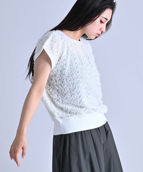 RAW FUDGE（ローファッジ）の「ヘムリブカットジャガードプルオーバー（シャツ/ブラウス・レディース・オフホワイト/ブラック・M）」の6枚目の写真