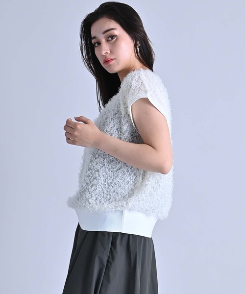 RAW FUDGE（ローファッジ）の「ヘムリブカットジャガードプルオーバー（シャツ/ブラウス・レディース・オフホワイト/ブラック・M）」の4枚目の写真