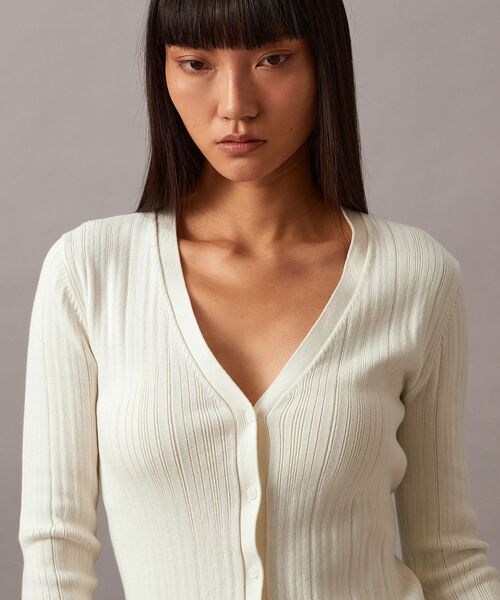 Calvin Klein（カルバン・クライン）の「コットリブ カーディガン（カーディガン/ボレロ・レディース・ブラック系その他/オフホワイト・XXS/XS/S）」の10枚目の写真