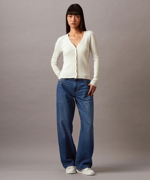 Calvin Klein（カルバン・クライン）の「コットリブ カーディガン（カーディガン/ボレロ・レディース・ブラック系その他/オフホワイト・XXS/XS/S）」の9枚目の写真