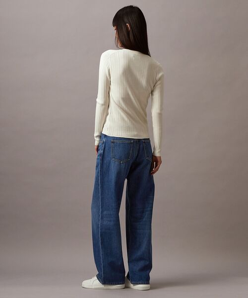 Calvin Klein（カルバン・クライン）の「コットリブ カーディガン（カーディガン/ボレロ・レディース・ブラック系その他/オフホワイト・XXS/XS/S）」の7枚目の写真