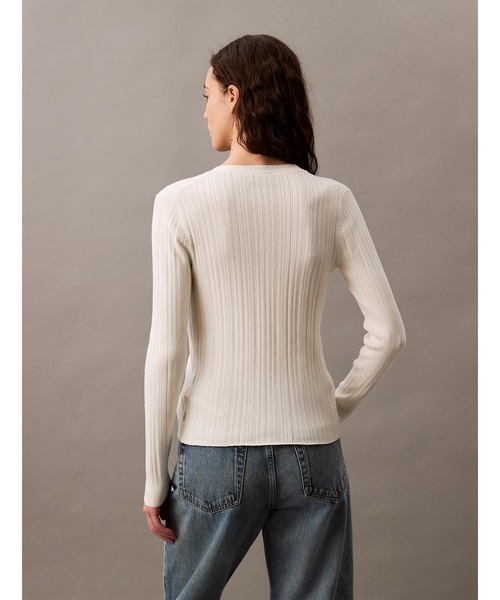 Calvin Klein（カルバン・クライン）の「コットリブ カーディガン（カーディガン/ボレロ・レディース・ブラック系その他/オフホワイト・XXS/XS/S）」の14枚目の写真