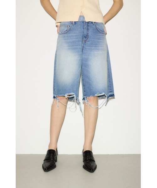 THROW RIPPED HALF DENIM PT/BE リップド ハーフ デニム パンツ
