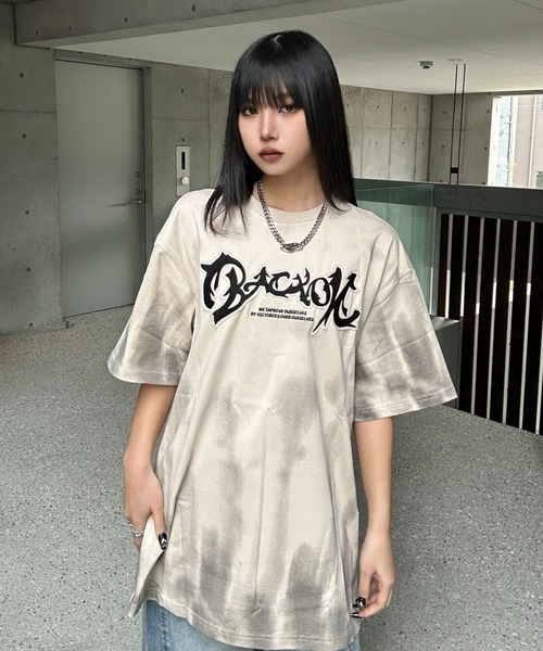 KsG(ケーエスジー)の「タイダイフロントロゴTシャツ(Tシャツ/カットソー・レディース・ブラック/グレー・SMALL/MEDIUM/LARGE)」の1枚目の写真