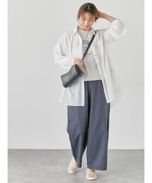 Lugnoncure(ルノンキュール)の「金釦レギュラーカラーシアーシャツ(シャツ/ブラウス・レディース・ブラウン/ブラック/チャコールグレー/オフホワイト・F)」の9枚目の写真