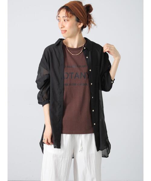 Lugnoncure(ルノンキュール)の「金釦レギュラーカラーシアーシャツ(シャツ/ブラウス・レディース・ブラウン/ブラック/チャコールグレー/オフホワイト・F)」の16枚目の写真