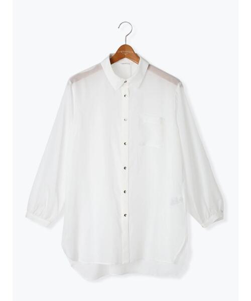 Lugnoncure(ルノンキュール)の「金釦レギュラーカラーシアーシャツ(シャツ/ブラウス・レディース・ブラウン/ブラック/チャコールグレー/オフホワイト・F)」の18枚目の写真