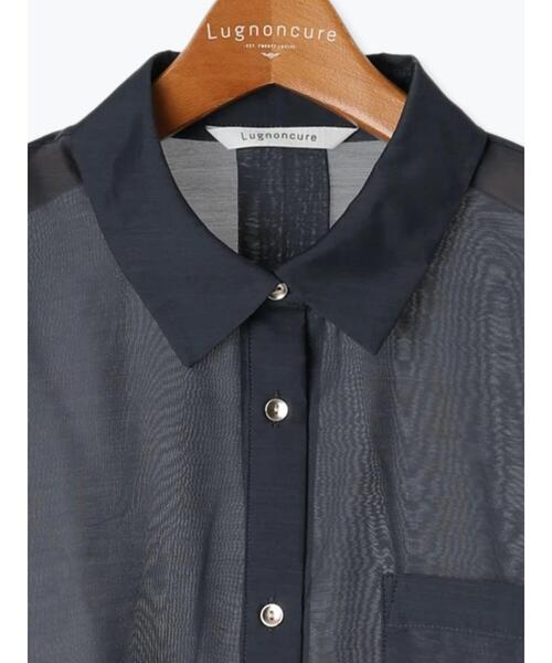 Lugnoncure(ルノンキュール)の「金釦レギュラーカラーシアーシャツ(シャツ/ブラウス・レディース・ブラウン/ブラック/チャコールグレー/オフホワイト・F)」の22枚目の写真