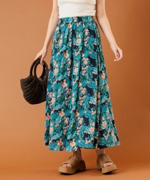 anap mimpi | ボタニカル柄 レーヨン タック フレア ロング スカート【セットアップ着用可】(スカート)