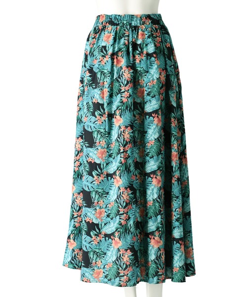 anap mimpi（アナップミンピ）の「ボタニカル柄 レーヨン タック フレア ロング スカート【セットアップ着用可】（スカート・レディース・グリーン/ブラック・FREE）」の17枚目の写真