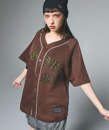 X-girl(GbNXK[)OLD ENGLISH LOGO BASEBALL SHIRT(Vc/uEX)