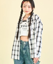ANAP GｉRL（アナップガール）の「ANAPR+S オーバーチェックシャツ (キッズお揃い)【ユニセックス】（シャツ/ブラウス・キッズ）」