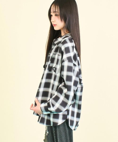 ANAP GｉRL（アナップガール）の「ANAPR+S オーバーチェックシャツ (キッズお揃い)【ユニセックス】（シャツ/ブラウス・キッズ・ホワイト/ブラック・M/S/XS）」の13枚目の写真