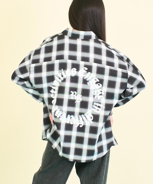 ANAP GｉRL（アナップガール）の「ANAPR+S オーバーチェックシャツ (キッズお揃い)【ユニセックス】（シャツ/ブラウス・キッズ・ホワイト/ブラック・M/S/XS）」の14枚目の写真