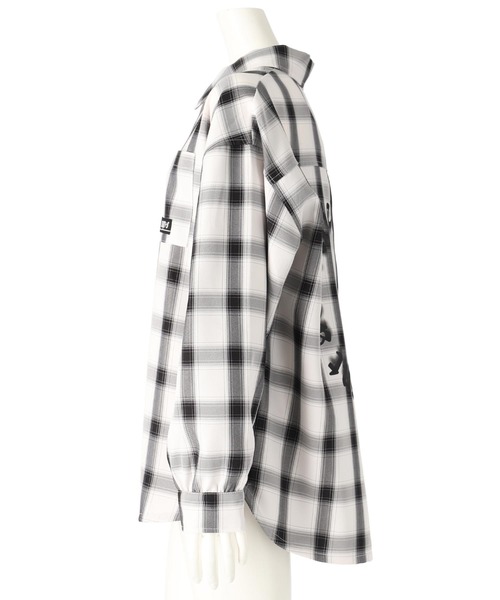 ANAP GｉRL（アナップガール）の「ANAPR+S オーバーチェックシャツ (キッズお揃い)【ユニセックス】（シャツ/ブラウス・キッズ・ホワイト/ブラック・M/S/XS）」の18枚目の写真