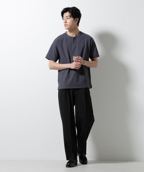 ジャージーサッカーヘンリーネックTシャツ 半袖 ジャージー サッカー ヘンリーネック Tシャツ 半袖