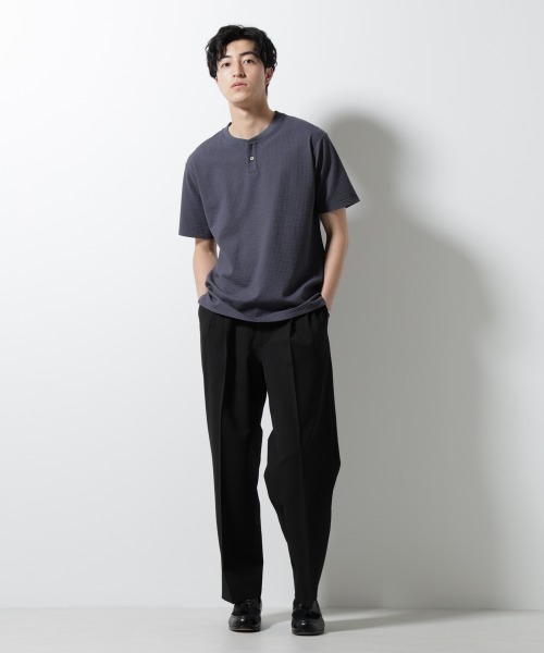 NANO universe（ナノユニバース）の「ジャージーサッカーヘンリーネックTシャツ 半袖（Tシャツ/カットソー・メンズ・グレー/ブラック/ホワイト/ネイビー・M/S/L）」の17枚目の写真