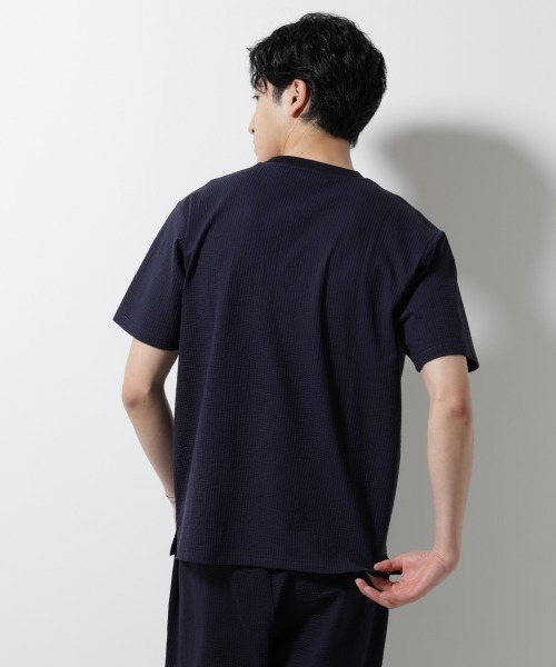 NANO universe（ナノユニバース）の「ジャージーサッカーヘンリーネックTシャツ 半袖（Tシャツ/カットソー・メンズ・グレー/ブラック/ホワイト/ネイビー・M/S/L）」の21枚目の写真