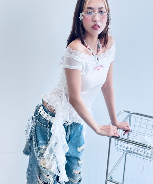 【全2色】オフショルダー半袖トップ　ミント ピンク 【open-0712btop】( lam )(240726) 楽天市場】【全2色】オフショルダー半袖トップ ミント ピンク