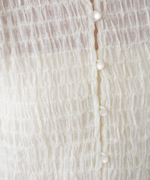 FREE'S MART（フリーズマート）の「◆シアーギャザーフリル半袖ブラウス（シャツ/ブラウス・レディース・ピンク/ブラック/ホワイト・FREE）」の16枚目の写真