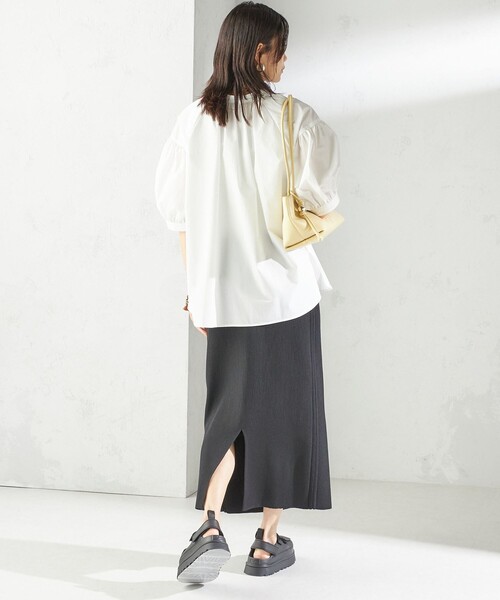 【シップス　ウィメン】〈接触冷感 / 撥水加工〉TEX BRID(R)タフタ スキッパー 5分袖 ブラウス 接触冷感 / 撥水加工〉TEX BRID(R)タフタ スキッパー 5分袖