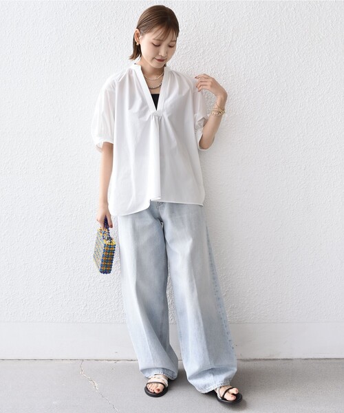 セール】〈接触冷感 / 撥水加工〉TEX BRID(R)タフタ スキッパー 5分袖