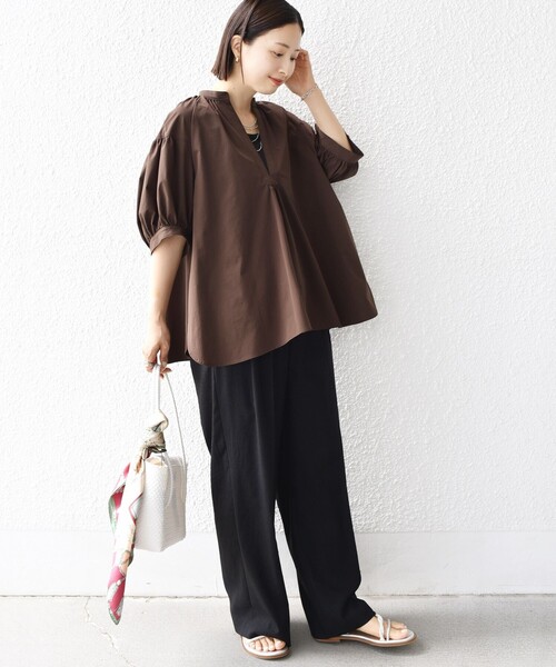 セール】〈接触冷感 / 撥水加工〉TEX BRID(R)タフタ スキッパー 5分袖