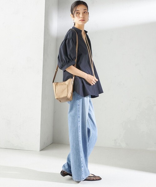 SHIPS for women / シップスウィメン 〈接触冷感 / 撥水加工〉TEX BRID(R)タフタ スキッパー 5分袖 ブラウス 接触冷感 / 撥水加工〉TEX BRID(R)タフタ スキッパー 5分袖