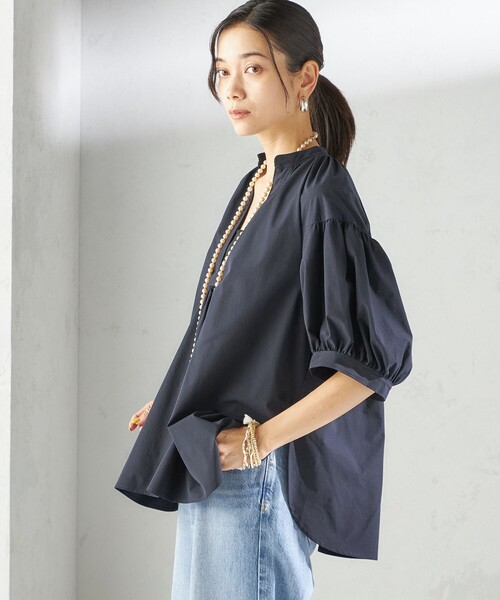 接触冷感 / 撥水加工〉TEX BRID(R)タフタ スキッパー 5分袖